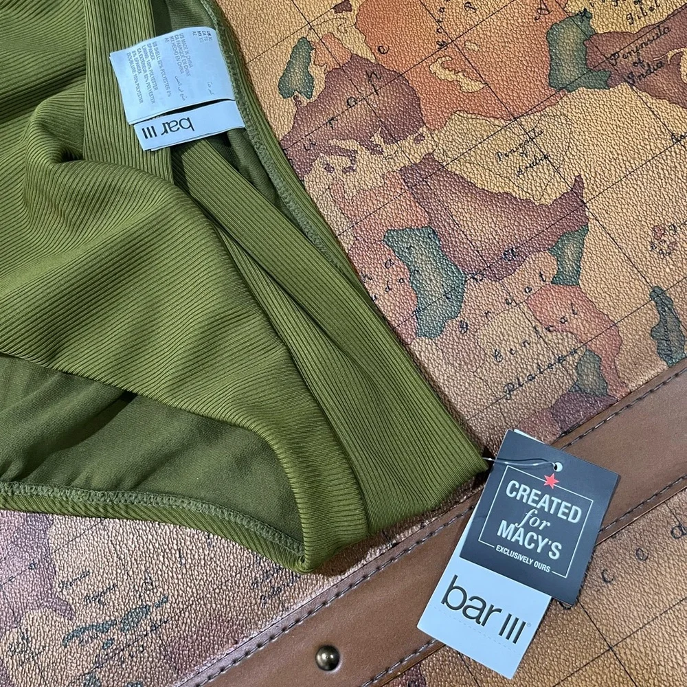 NWT Bar III Green V-Waist High Leg Women's Bikini Bottoms Swimwear Bathing Suit - Picture 5 of 7